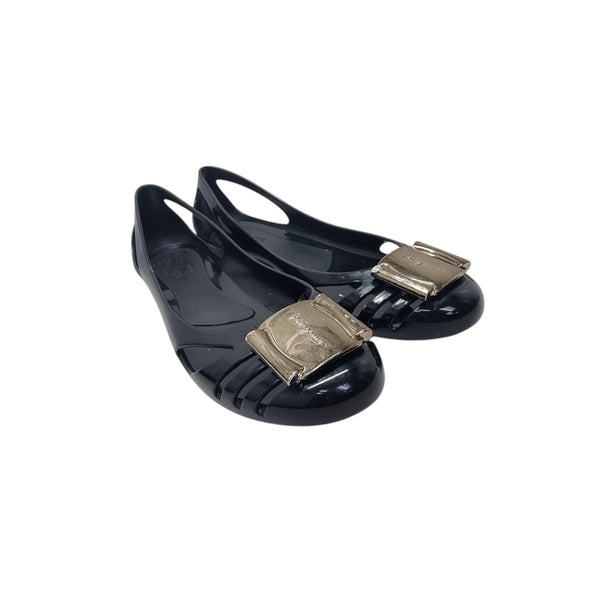 Salvatore Ferragamo Jelly Bermuda Flat Ballet Shoes (Black)