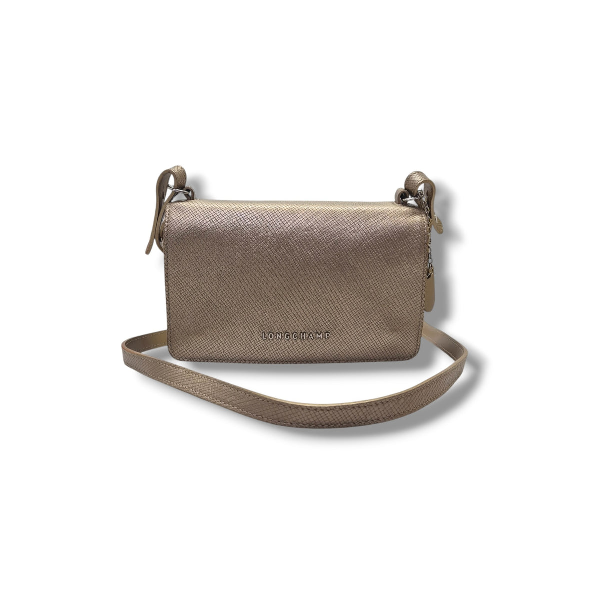 Longchamp Quadri Metallic Leather Crossbody Ghw (Metallic Gold)