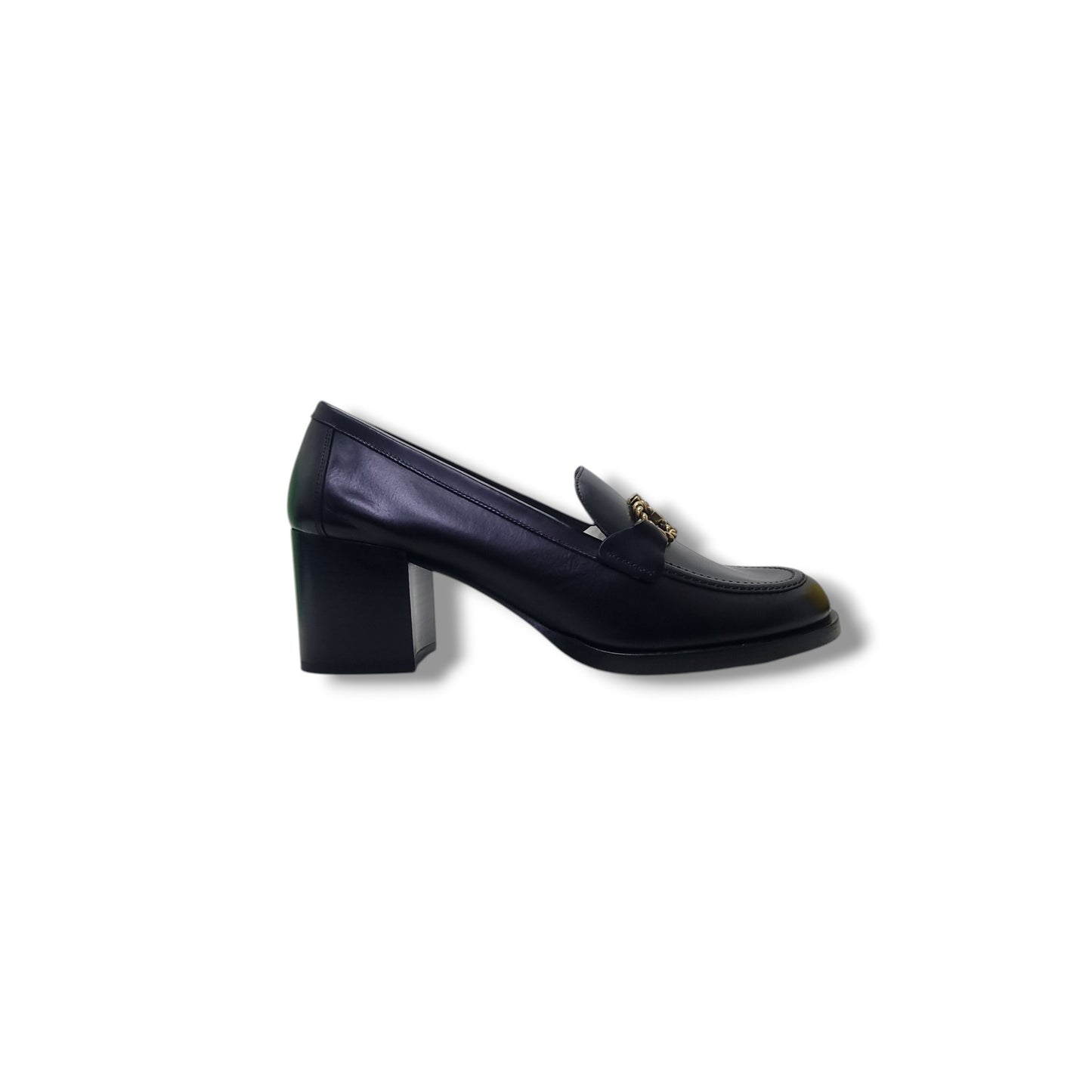 Salvatore Ferragamo Rolo Gancini Loafers Block Heels Ghw (Black)