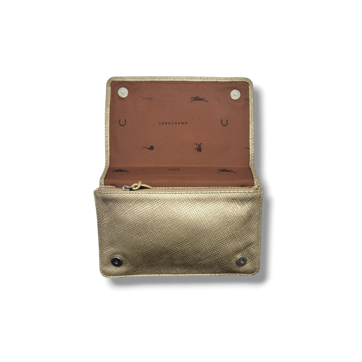 Longchamp Quadri Metallic Leather Crossbody Ghw (Metallic Gold)