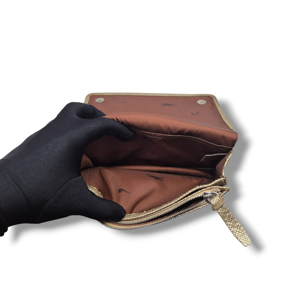 Longchamp Quadri Metallic Leather Crossbody Ghw (Metallic Gold)
