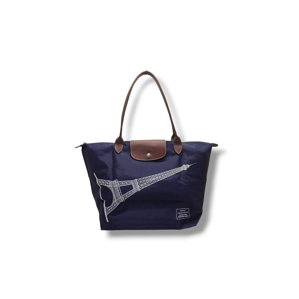 Longchamp Le Pliage LH Large Eiffel Tower Print Polyamide Canvas Shw (Navy Blue)