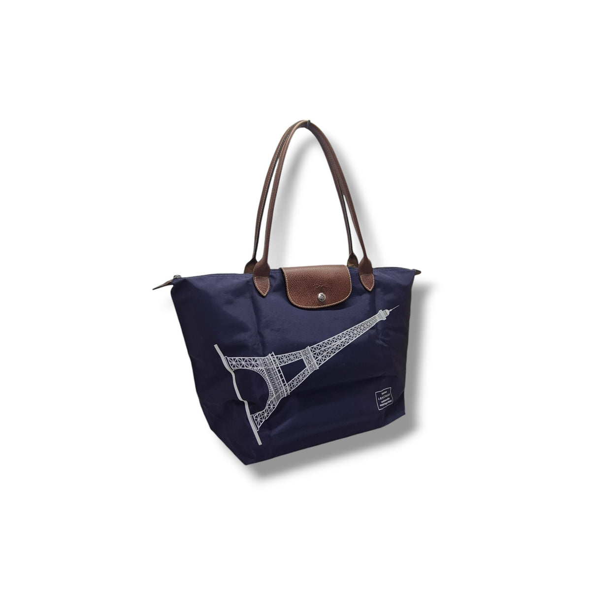 Longchamp Le Pliage LH Large Eiffel Tower Print Polyamide Canvas Shw (Navy Blue)