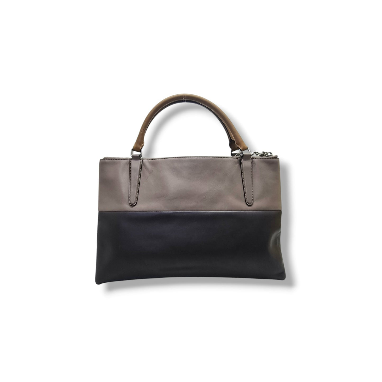 Coach Borough Leather Retro Colorblock Tote Shw (Grey/Dark Brown)