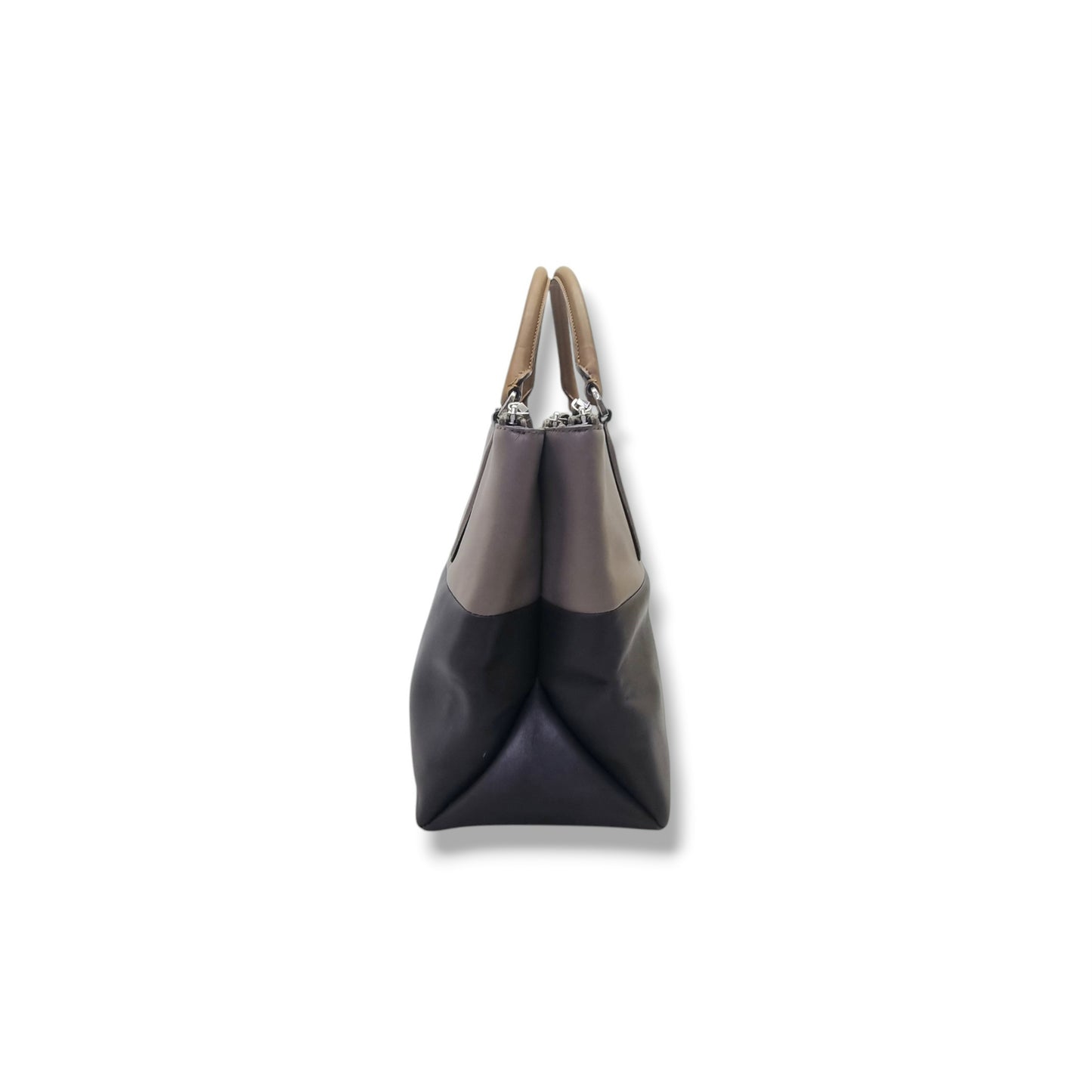 Coach Borough Leather Retro Colorblock Tote Shw (Grey/Dark Brown)