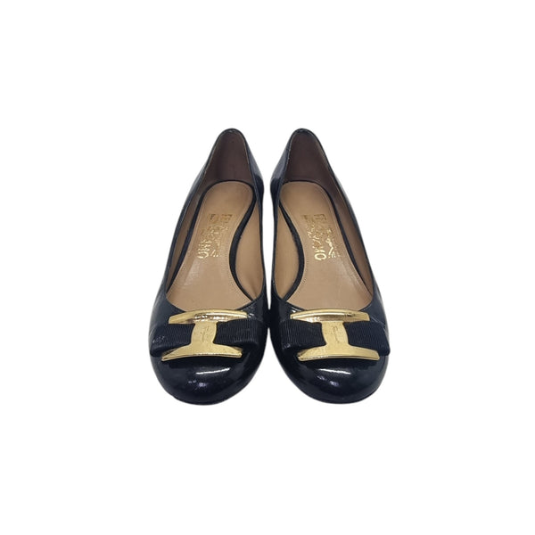 Salvatore Ferragamo Flo Vara Wedge Pump (Black)