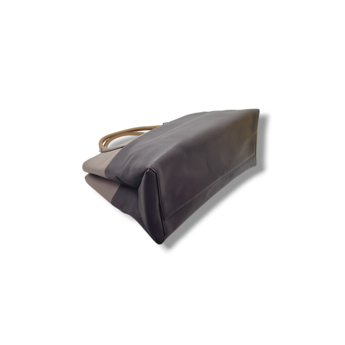 Coach Borough Leather Retro Colorblock Tote Shw (Grey/Dark Brown)
