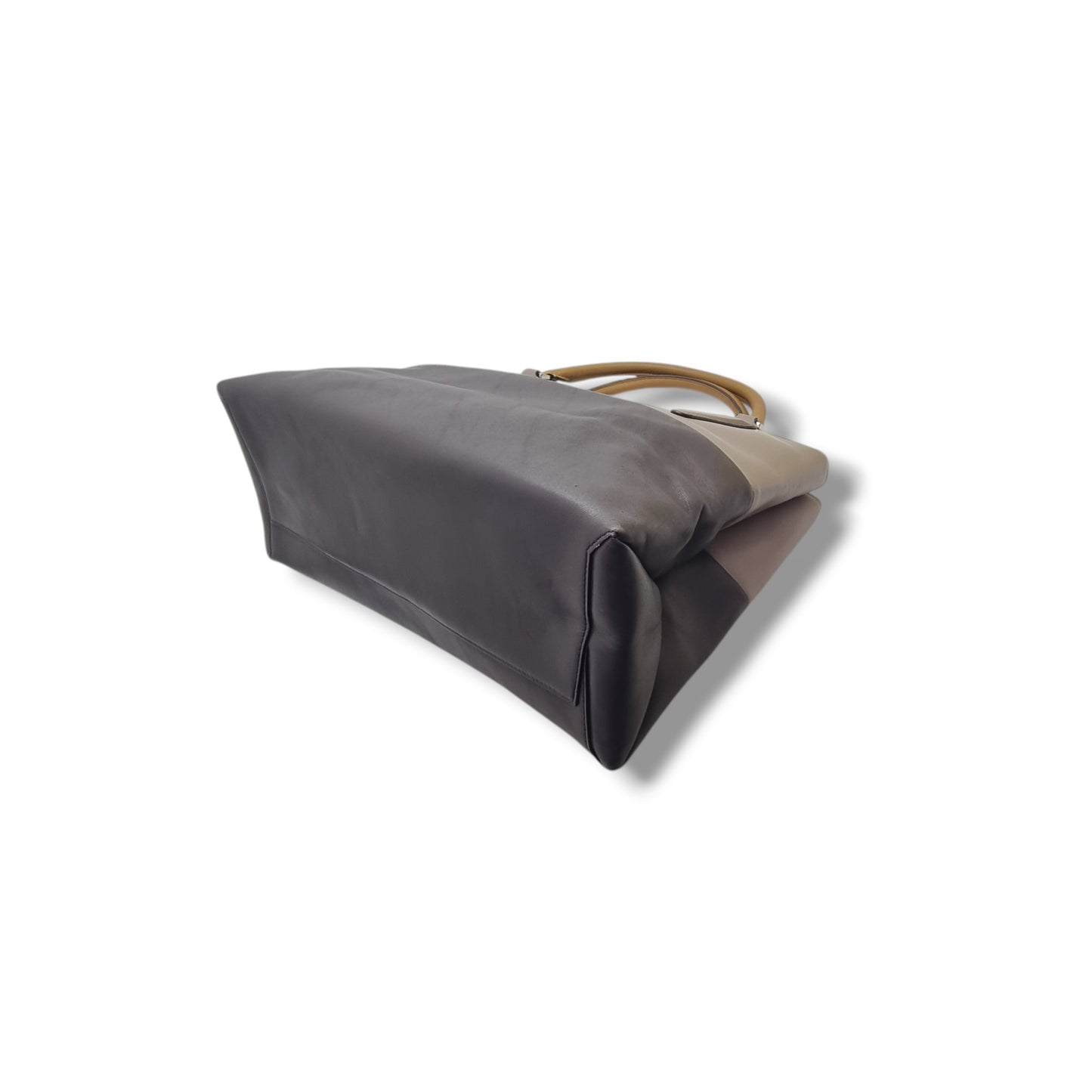 Coach Borough Leather Retro Colorblock Tote Shw (Grey/Dark Brown)