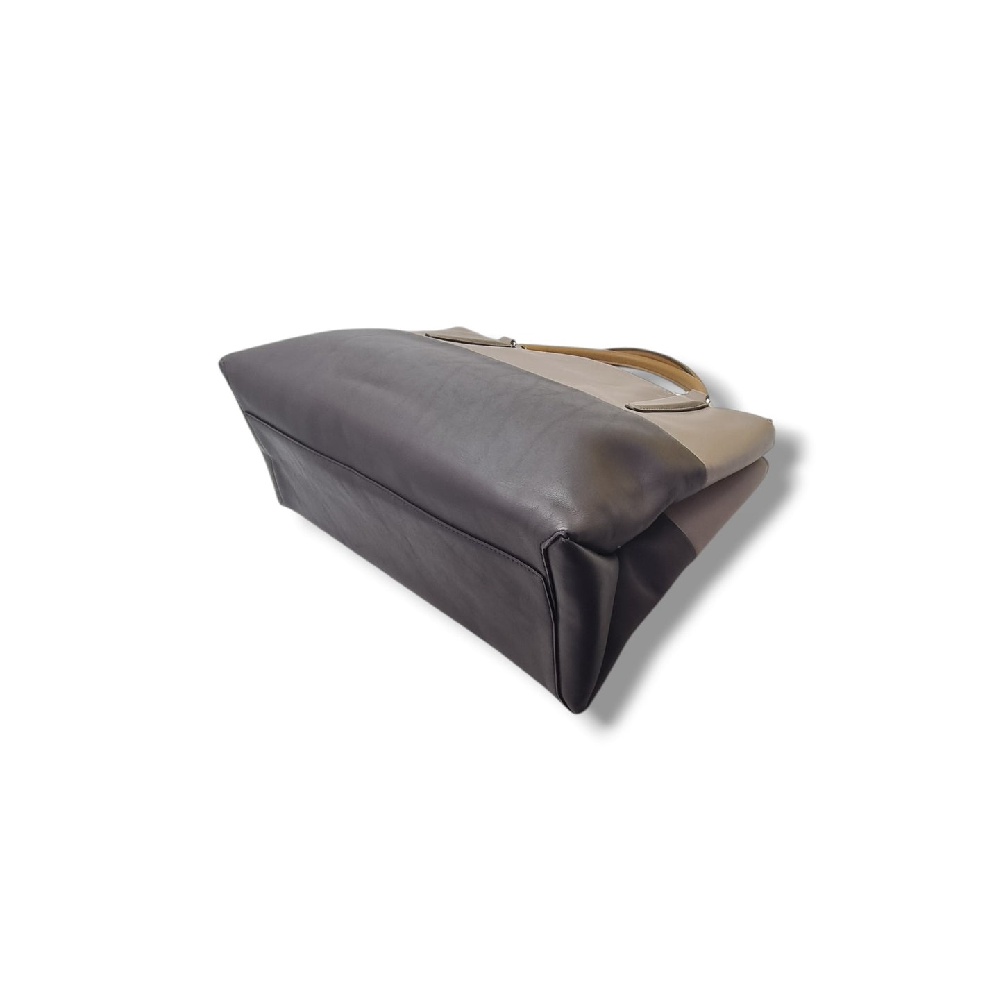 Coach Borough Leather Retro Colorblock Tote Shw (Grey/Dark Brown)