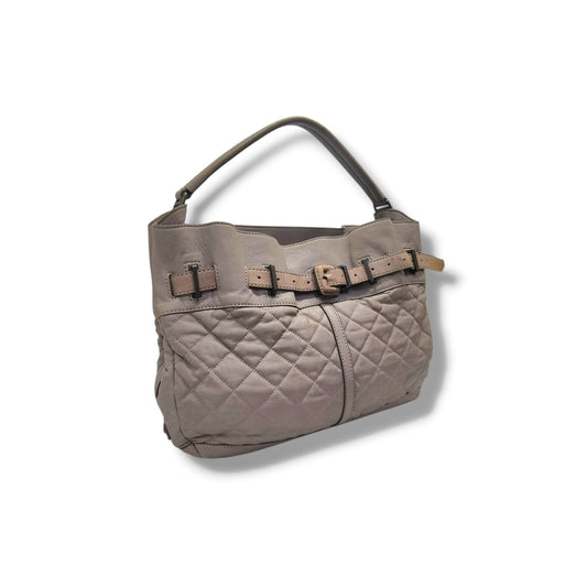 Burberry Enmore Quilted Leather Hobo Bag Antique Brass Hw (Grey)