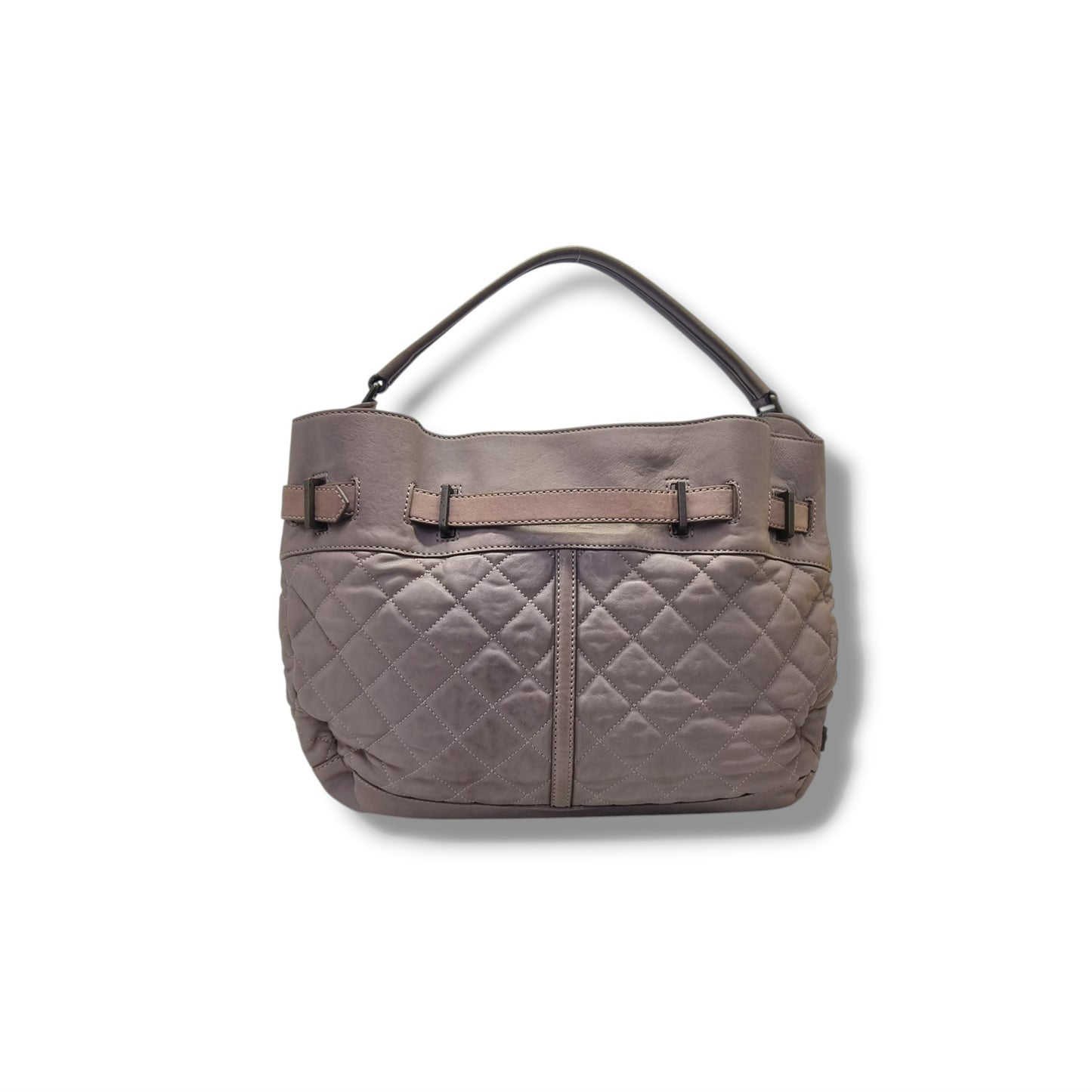 Burberry Enmore Quilted Leather Hobo Bag Antique Brass Hw (Grey)