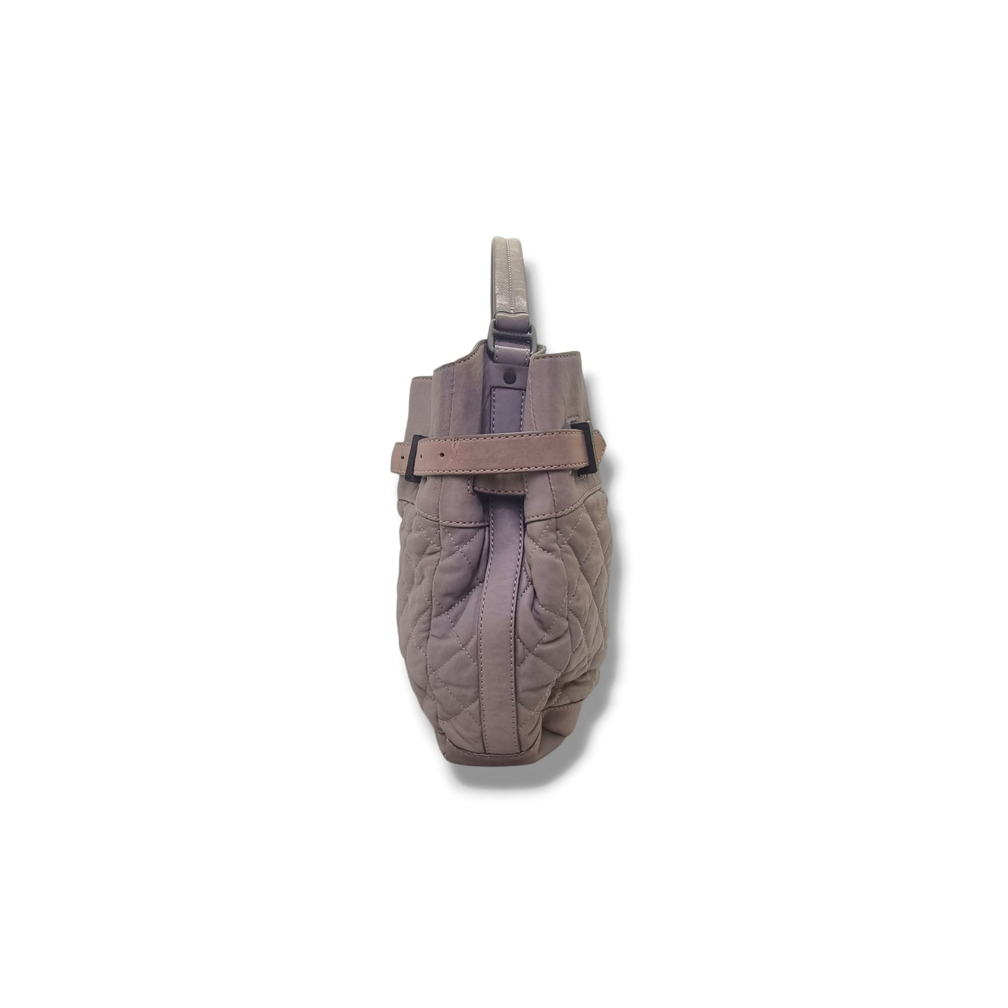 Burberry Enmore Quilted Leather Hobo Bag Antique Brass Hw (Grey)