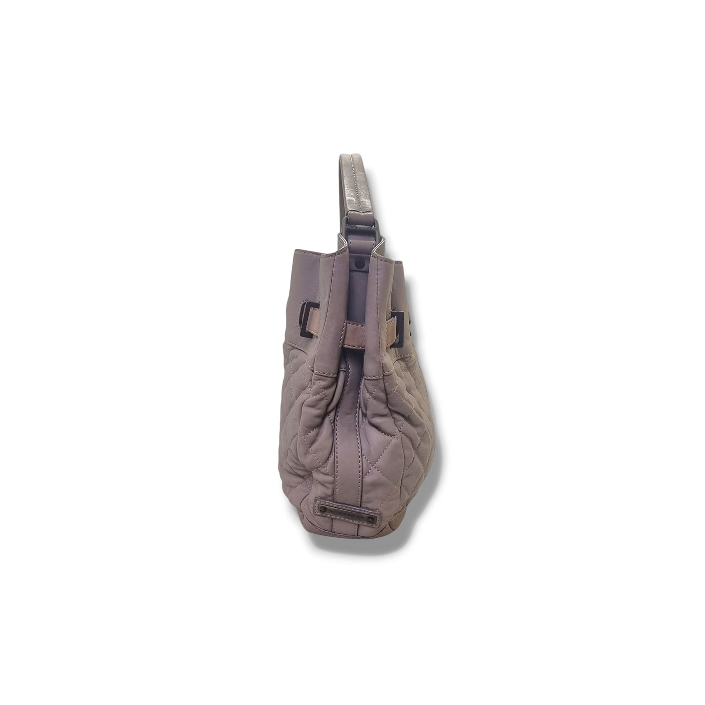 Burberry Enmore Quilted Leather Hobo Bag Antique Brass Hw (Grey)