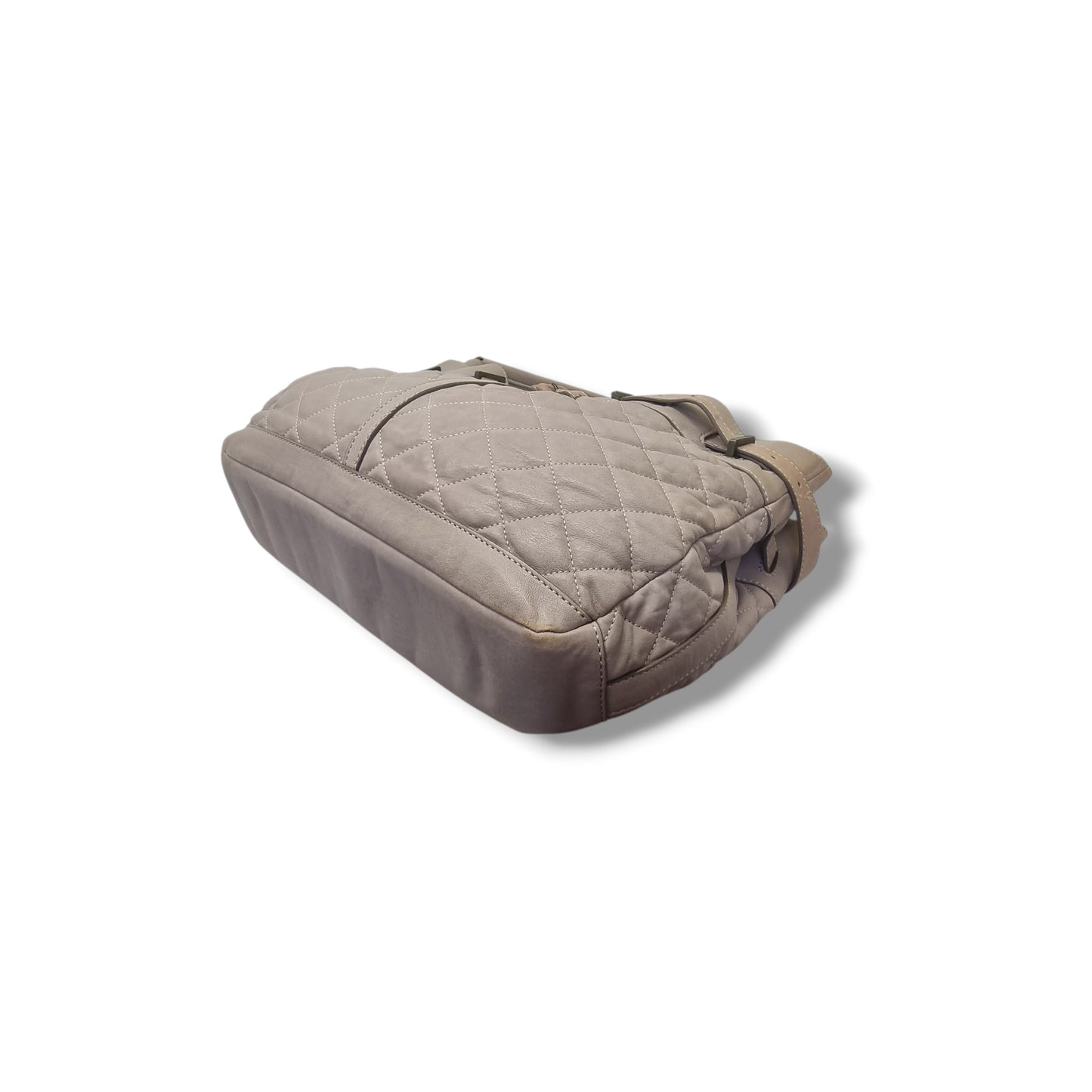 Burberry Enmore Quilted Leather Hobo Bag Antique Brass Hw (Grey)