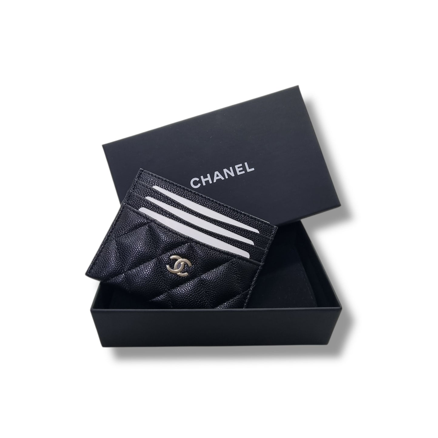 Chanel Classic Card Holder(7 slots) Grained Calfskin Ghw (Black)