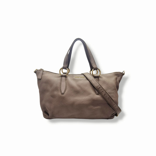 Miu Miu Pebbled Leather Tote Ghw (Light Brown)