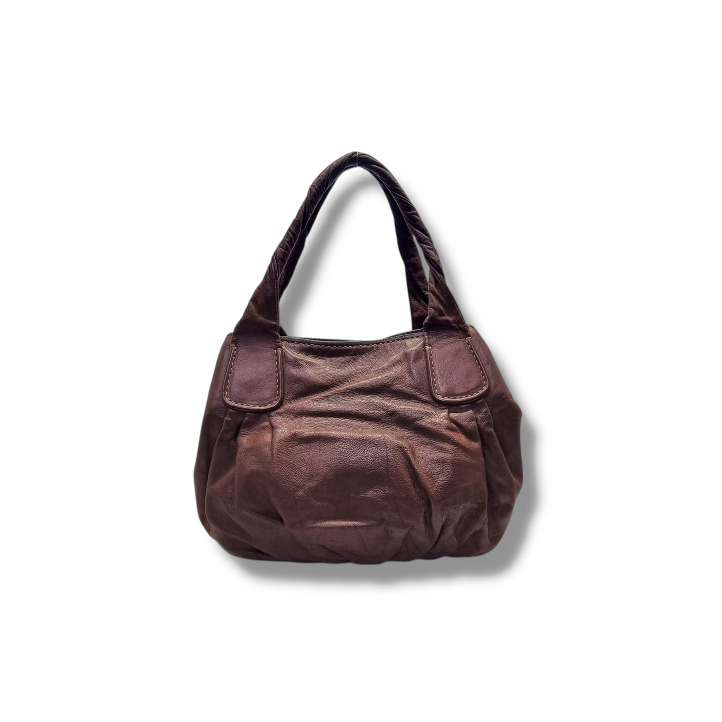 Miu Miu Leather Shoulder Bag Ghw (Dark Brown)