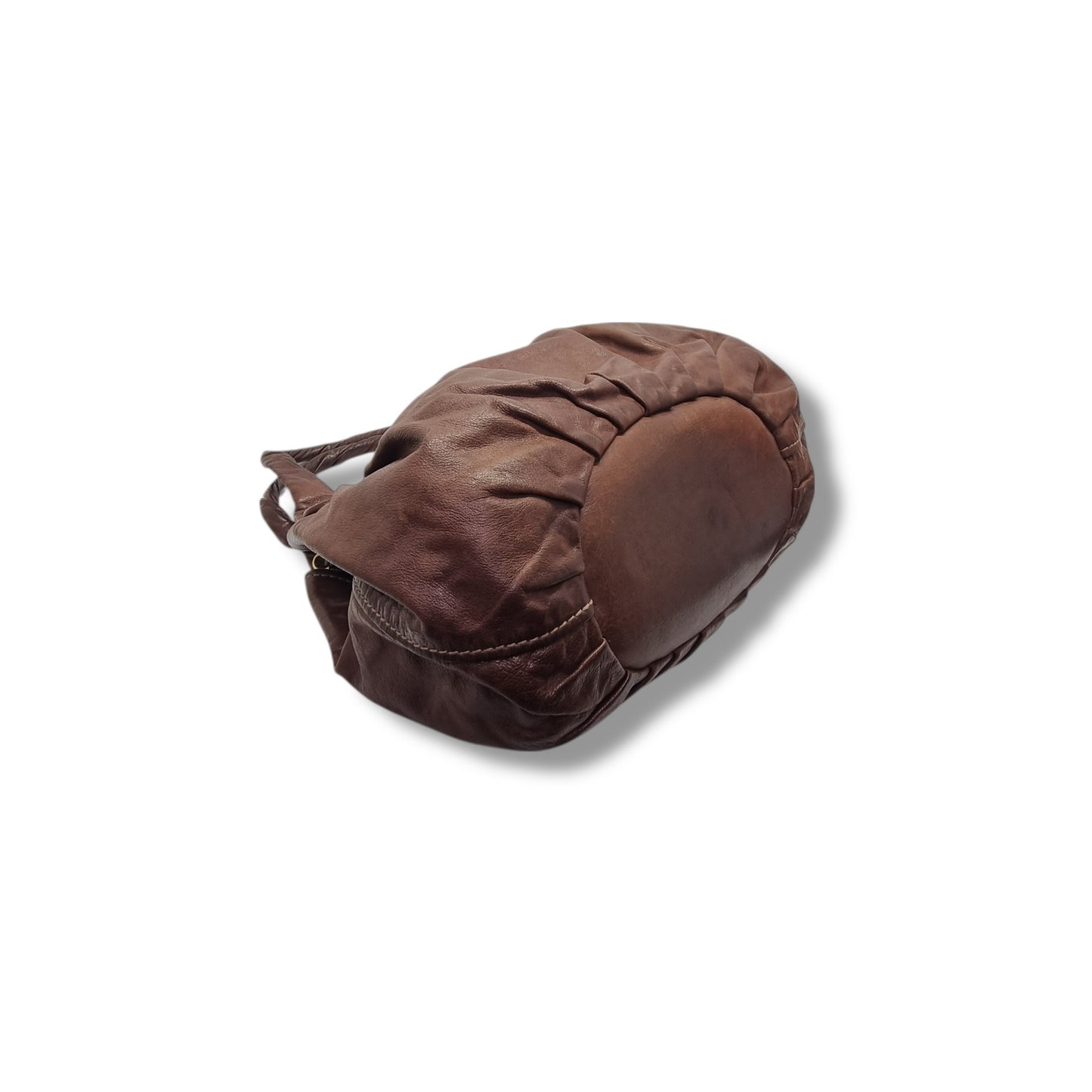 Miu Miu Leather Shoulder Bag Ghw (Dark Brown)