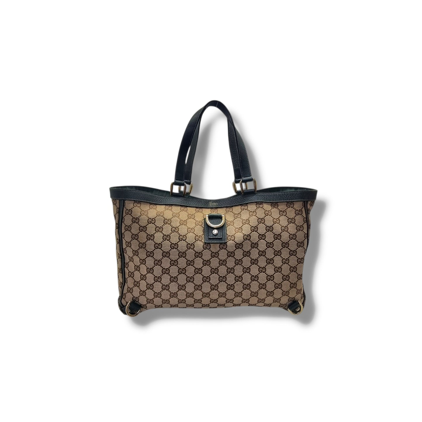 Gucci GG Abbey D-Ring Canvas Shoulder Bag Ghw (Beige/Dark Green)