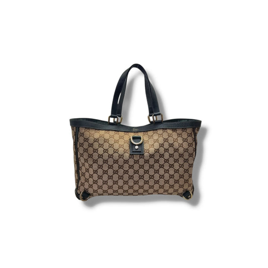 Gucci GG Abbey D-Ring Canvas Shoulder Bag Ghw (Beige/Dark Green)