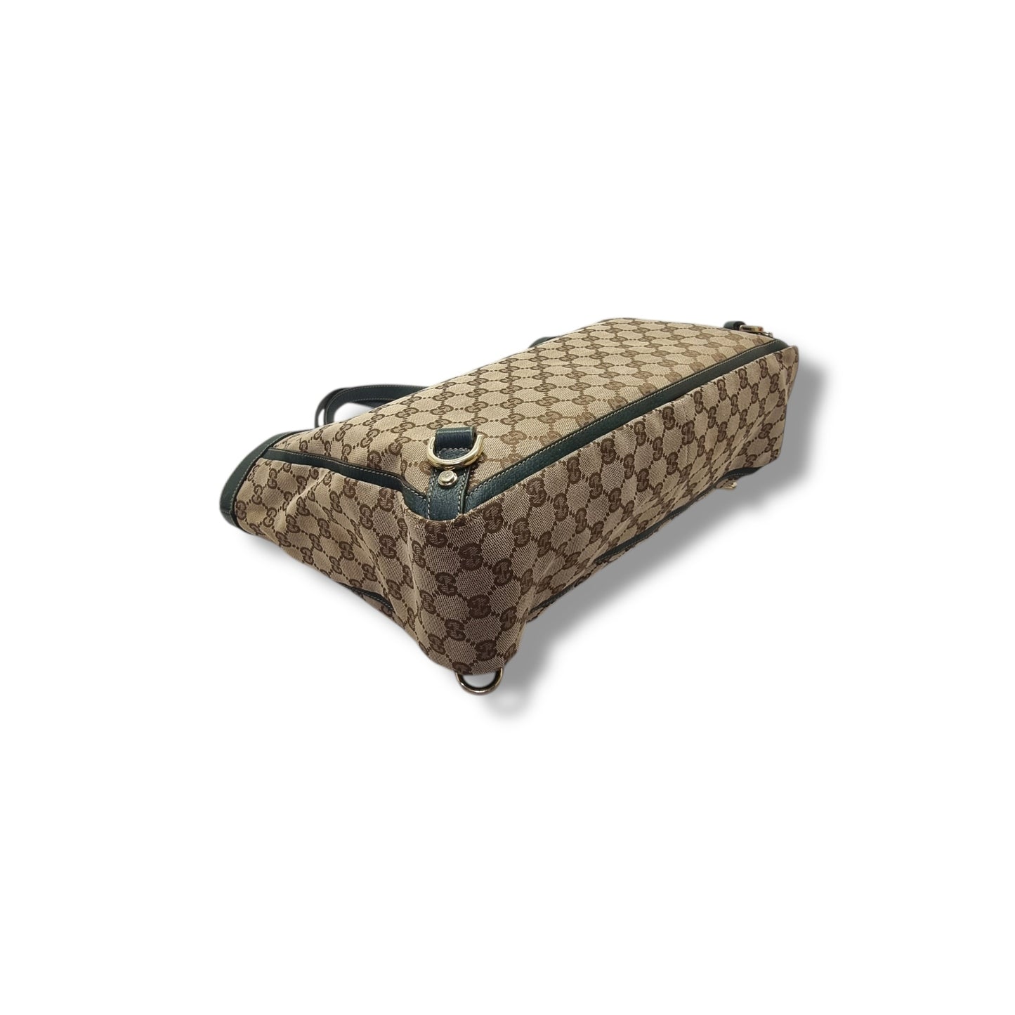 Gucci GG Abbey D-Ring Canvas Shoulder Bag Ghw (Beige/Dark Green)