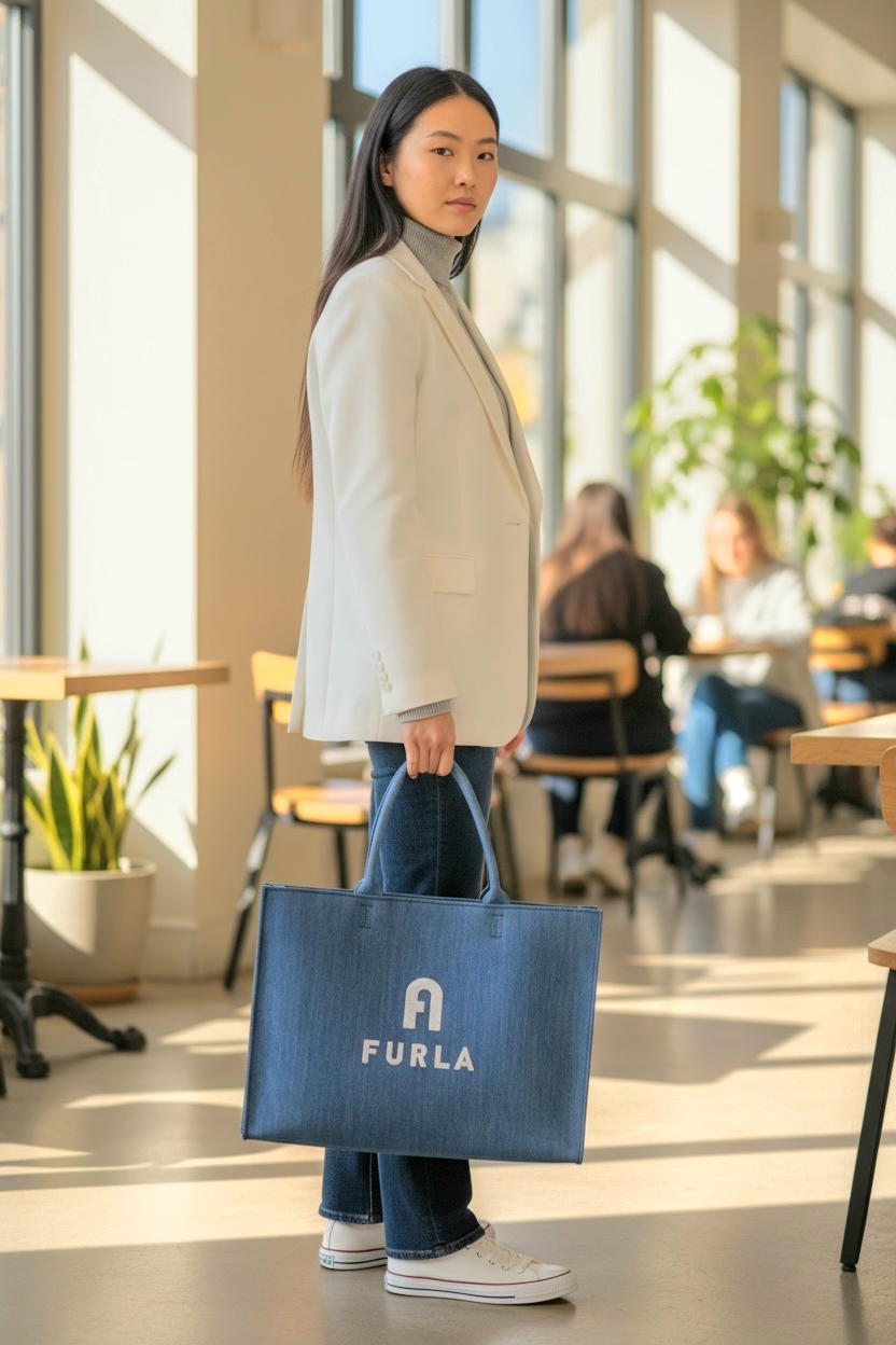 Furla Opportunity Denim Tote Bag Shw (Blue)