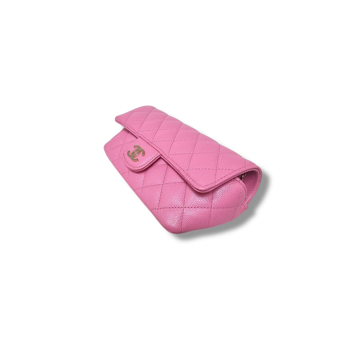 Chanel Glasses Case With Classic Chain Caviar Ghw (Pink)