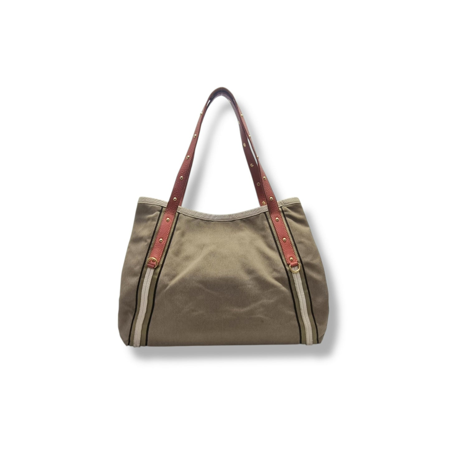 Prada Logo Jacquard Stud Shoulder Bag Ghw (Beige/Red)