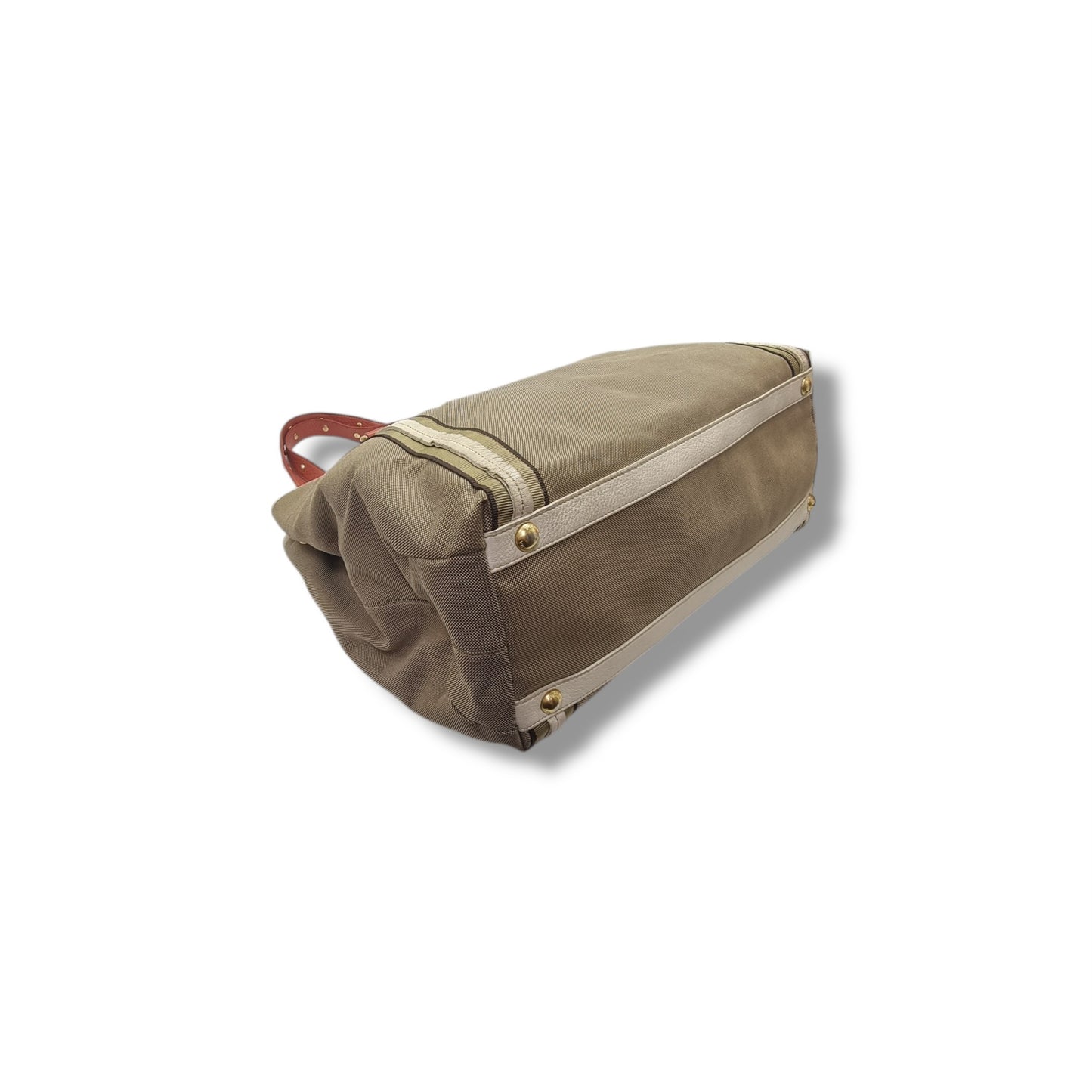 Prada Logo Jacquard Stud Shoulder Bag Ghw (Beige/Red)