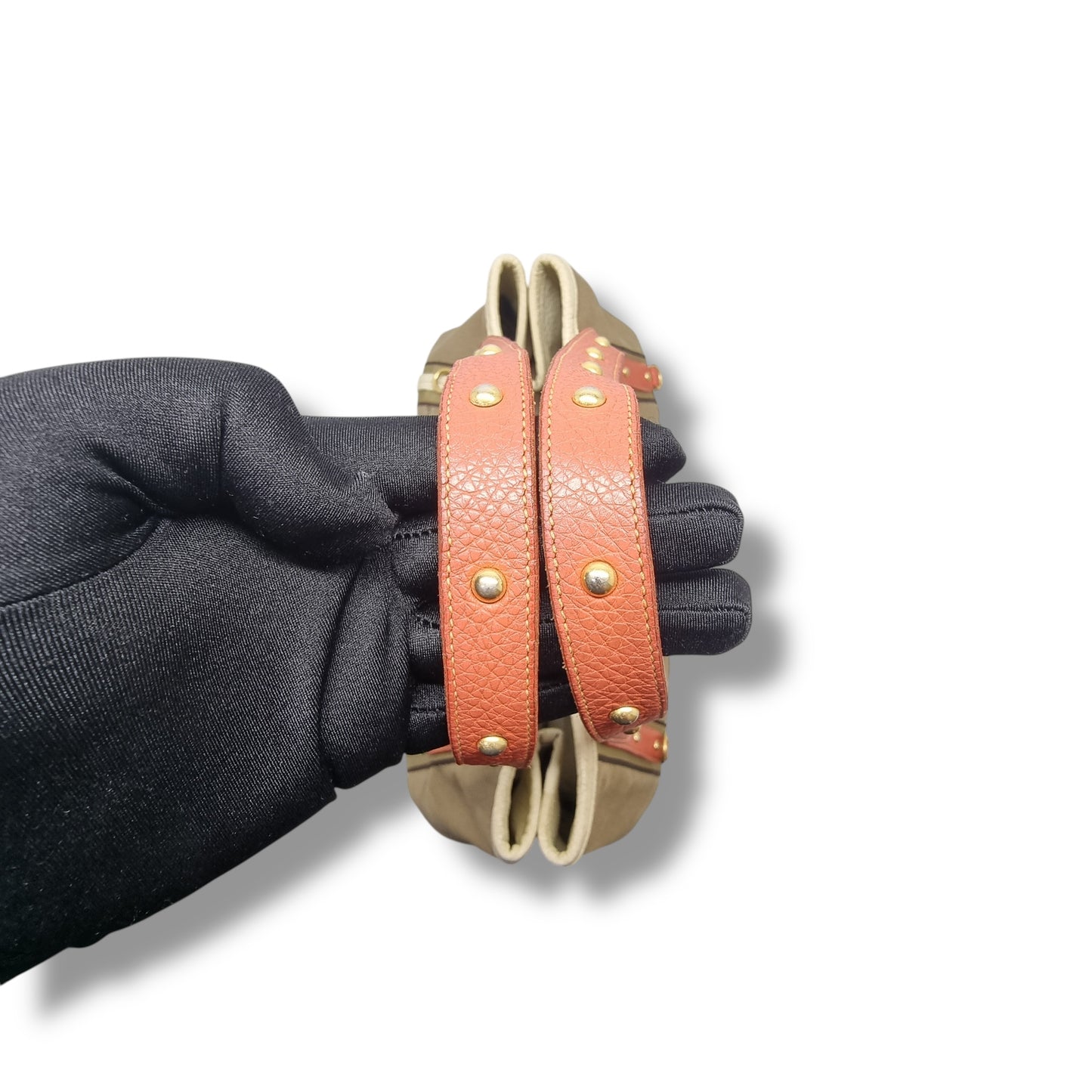 Prada Logo Jacquard Stud Shoulder Bag Ghw (Beige/Red)