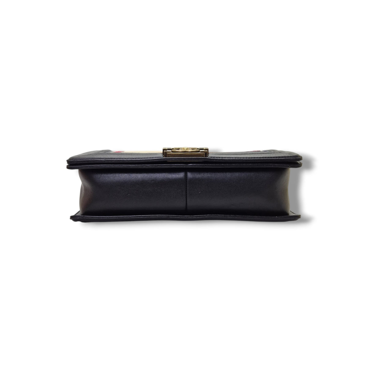 Chanel Boy New Medium Crest Flap Quilted Lambskin Ghw (Ivory/Black/Red/Blue)