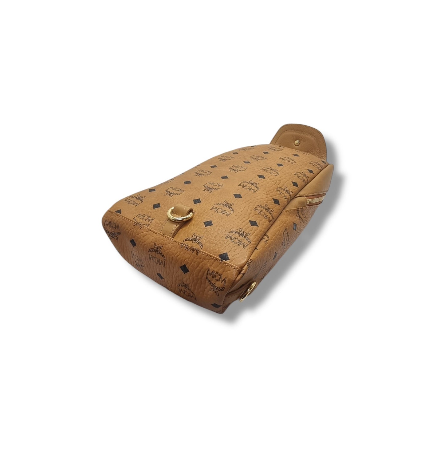 MCM Sling Bag Visetos Monogram Canvas Cognac Ghw