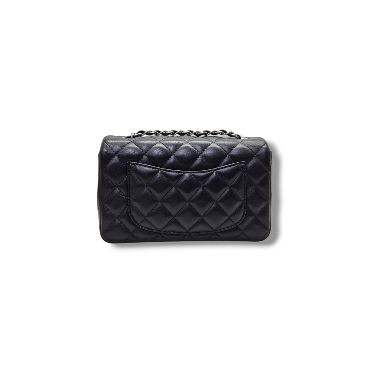 Chanel Mini Rectangular Flap Lambskin Shw (Black)