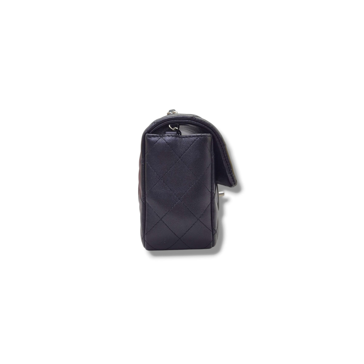 Chanel Mini Rectangular Flap Lambskin Shw (Black)