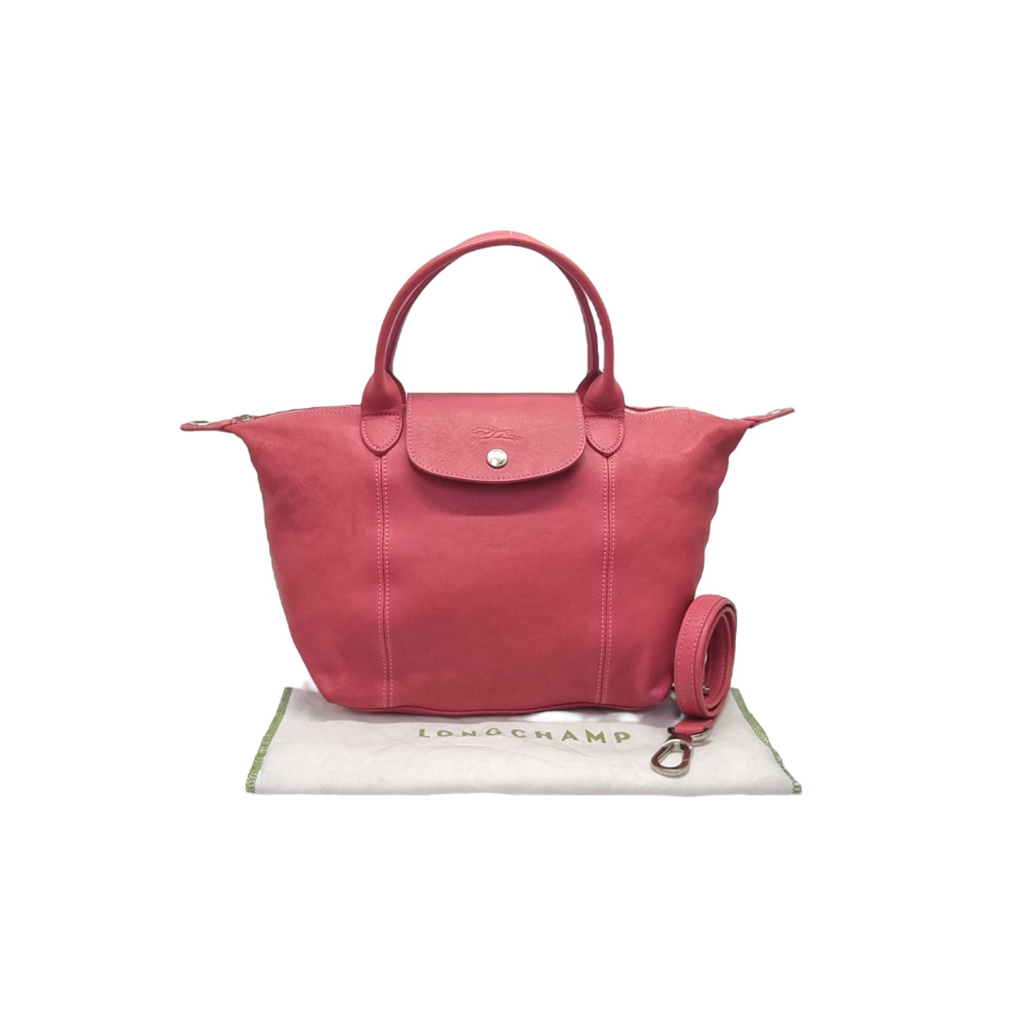 Longchamp Le Pliage Cuir Small Tote Bag Ghw (Dark Pink)
