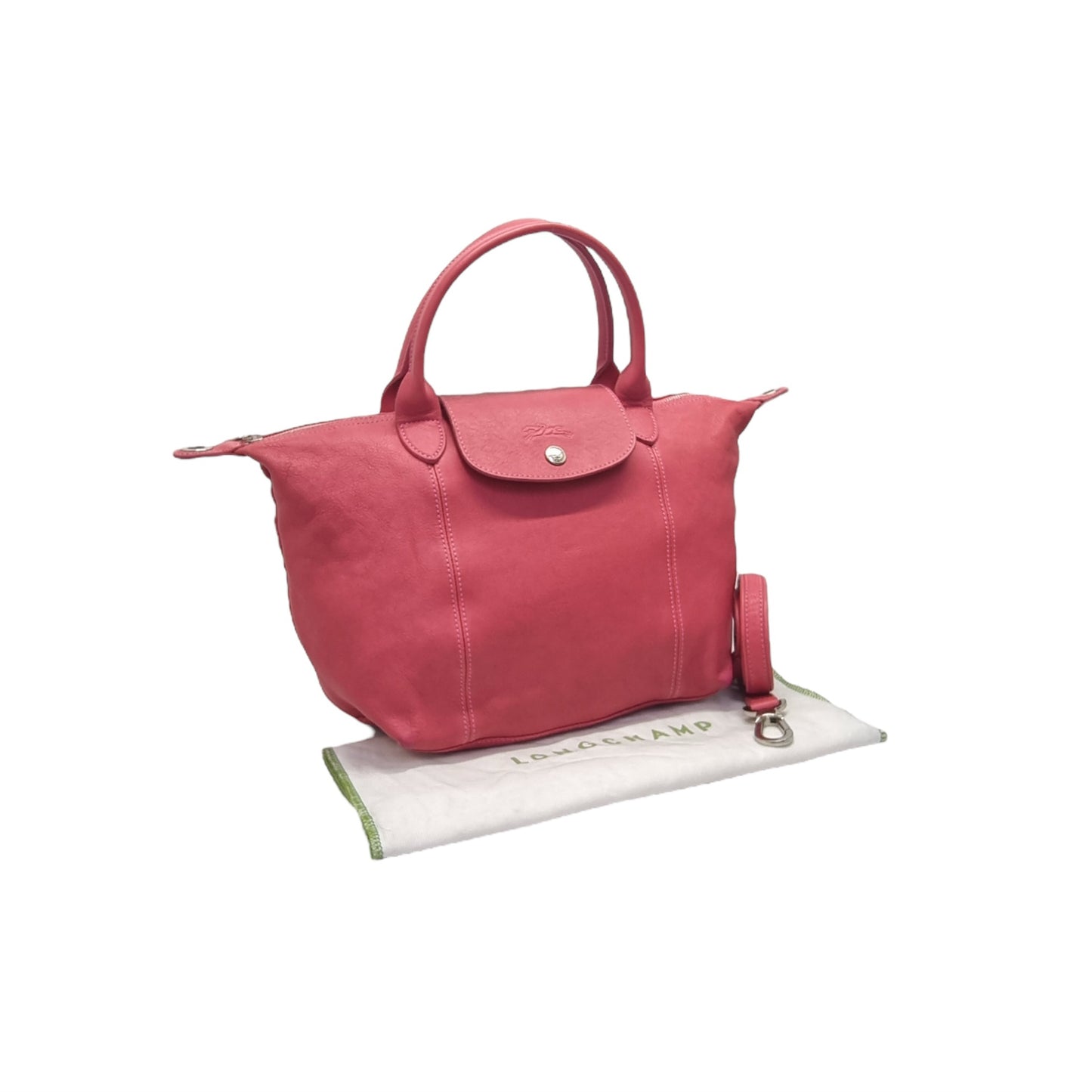 Longchamp Le Pliage Cuir Small Tote Bag Ghw (Dark Pink)