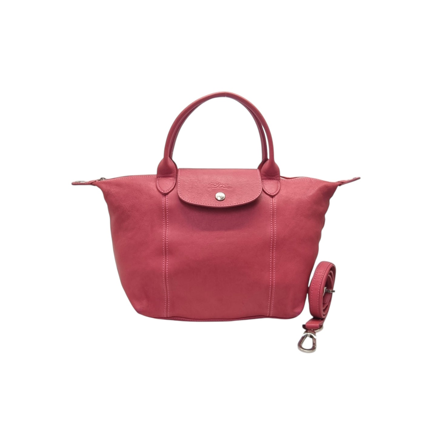 Longchamp Le Pliage Cuir Small Tote Bag Ghw (Dark Pink)