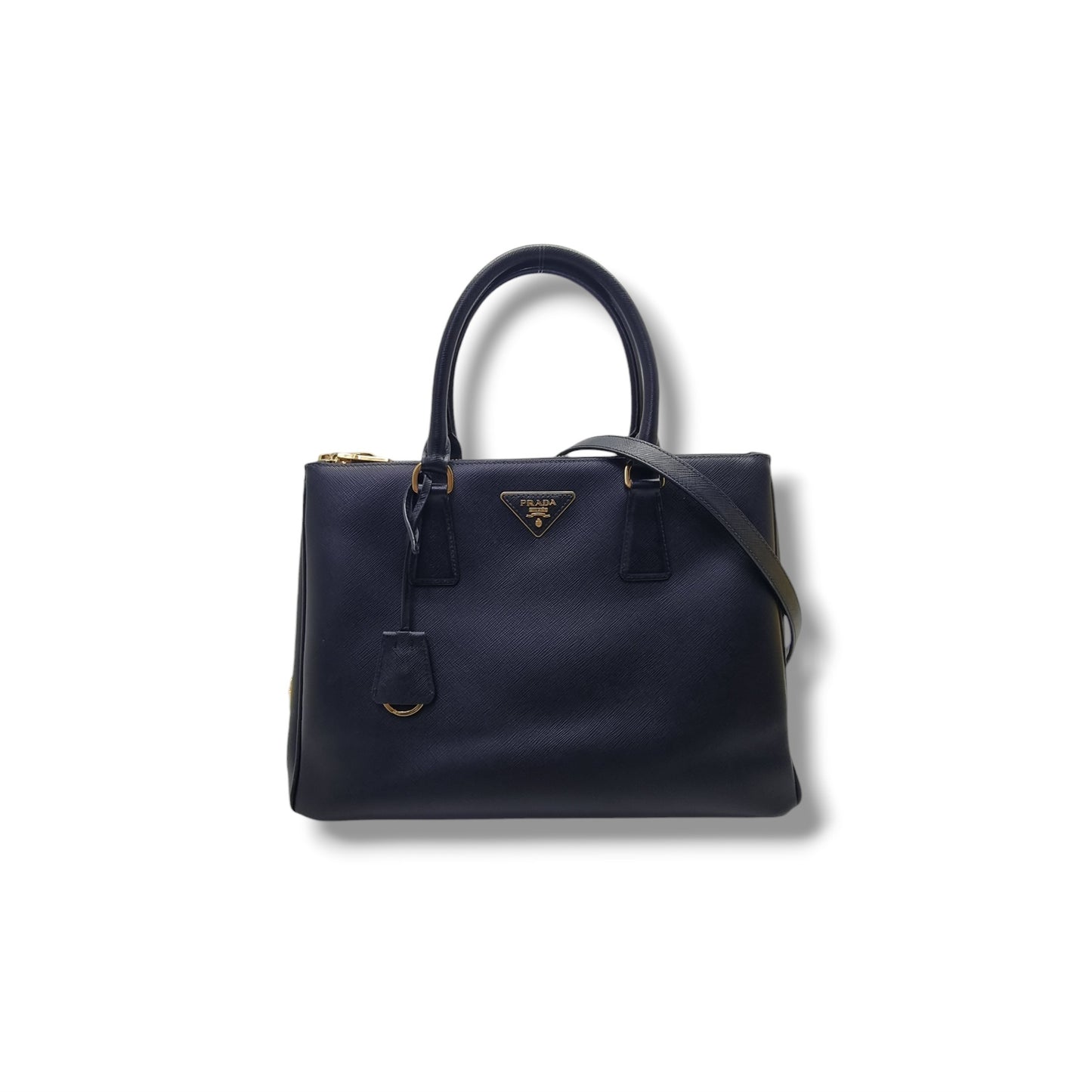 Prada 1BA274 Galleria Saffiano Lux Double Zip Large Tote Ghw (Black)
