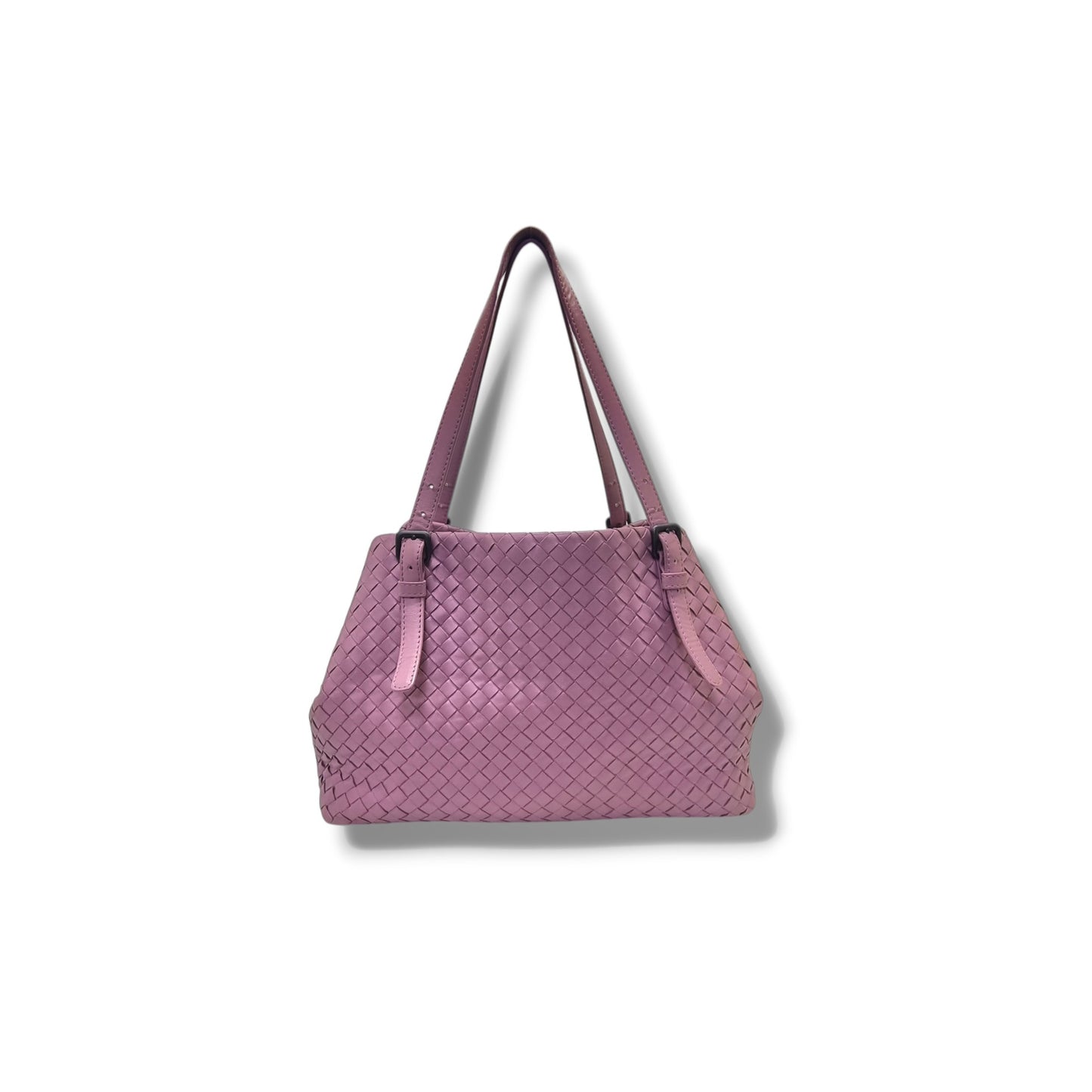 Bottega Veneta Intrecciato Woven Nappa Leather Shoulder Bag Gunmetal Hw (Purple/Lilac)