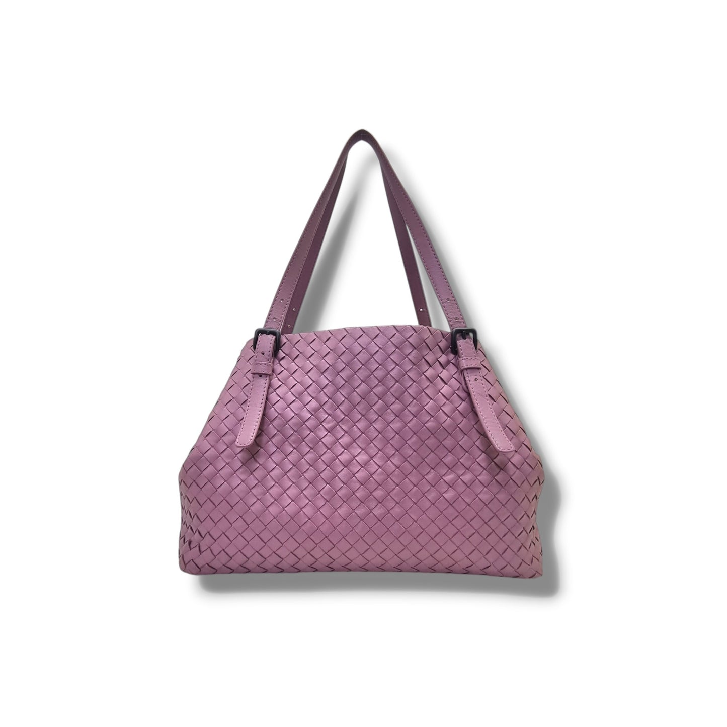 Bottega Veneta Intrecciato Woven Nappa Leather Shoulder Bag Gunmetal Hw (Purple/Lilac)