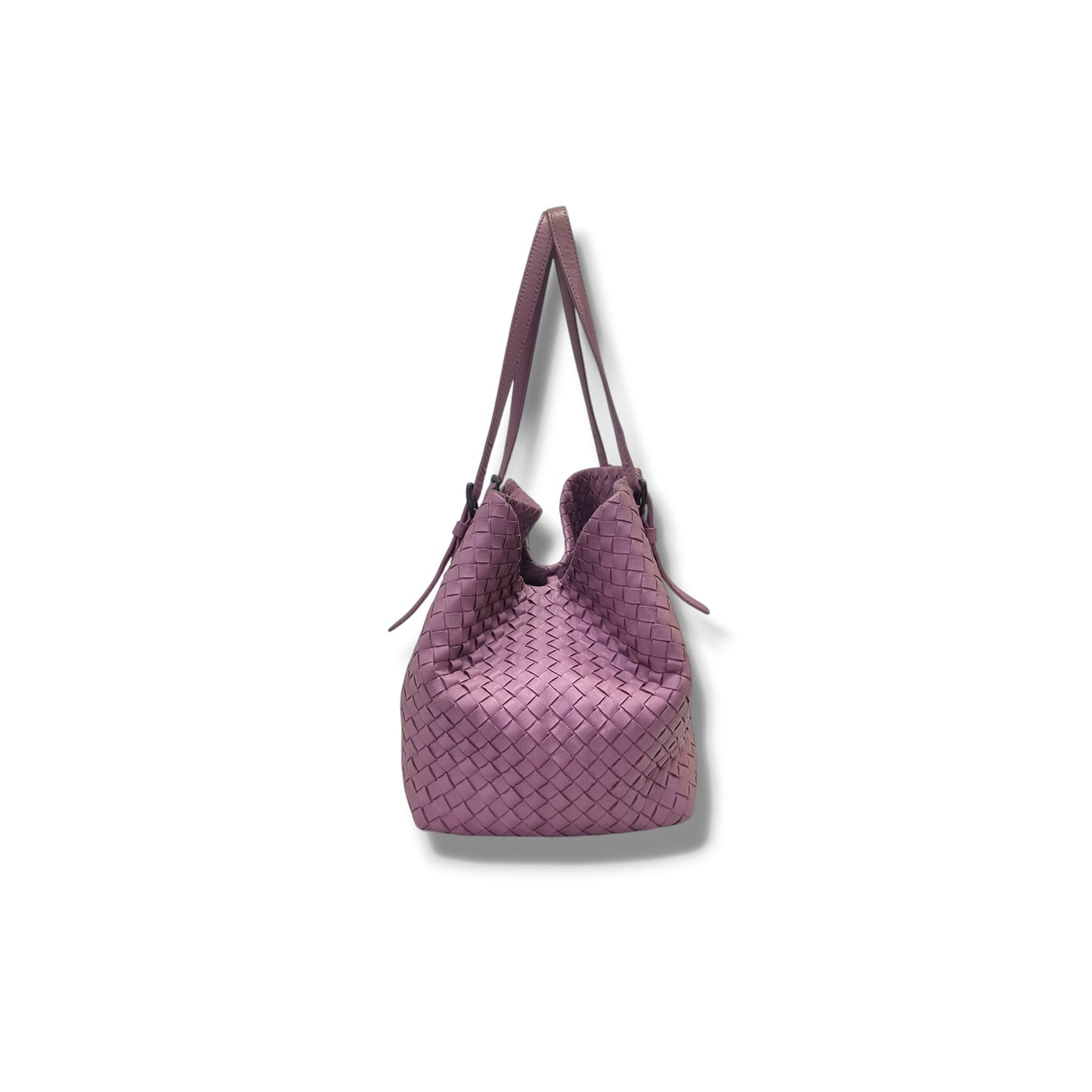 Bottega Veneta Intrecciato Woven Nappa Leather Shoulder Bag Gunmetal Hw (Purple/Lilac)