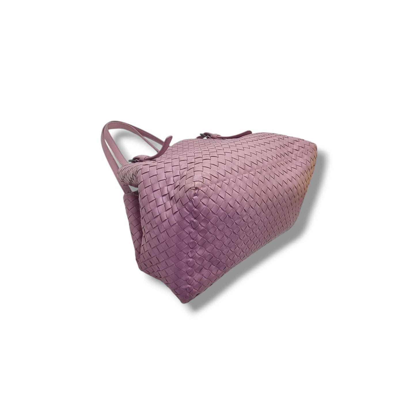Bottega Veneta Intrecciato Woven Nappa Leather Shoulder Bag Gunmetal Hw (Purple/Lilac)