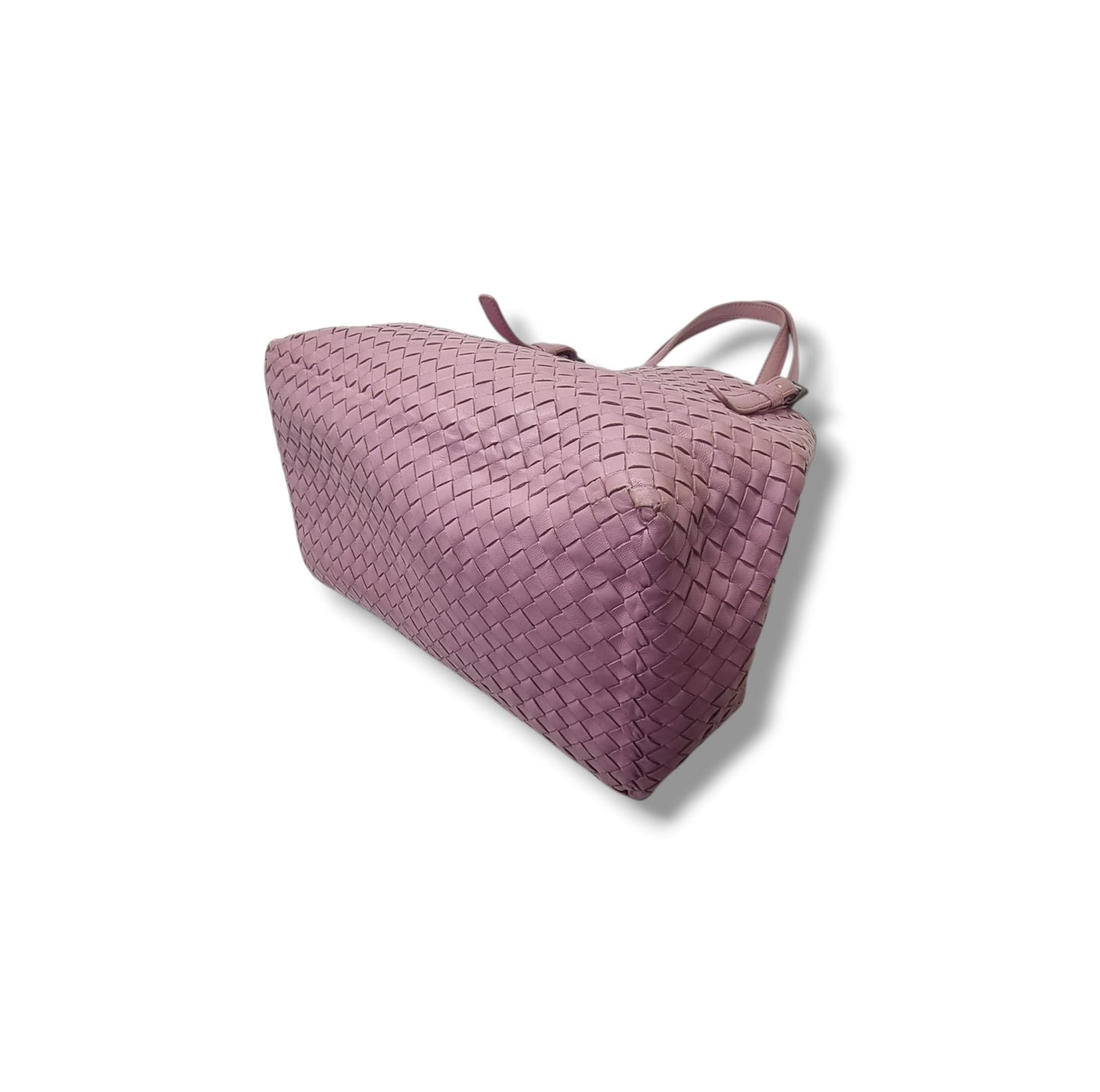 Bottega Veneta Intrecciato Woven Nappa Leather Shoulder Bag Gunmetal Hw (Purple/Lilac)