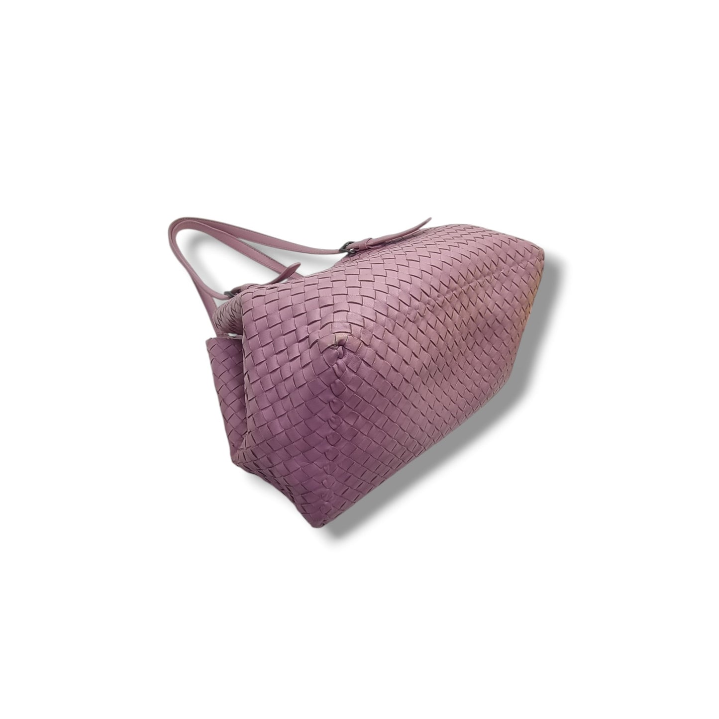 Bottega Veneta Intrecciato Woven Nappa Leather Shoulder Bag Gunmetal Hw (Purple/Lilac)