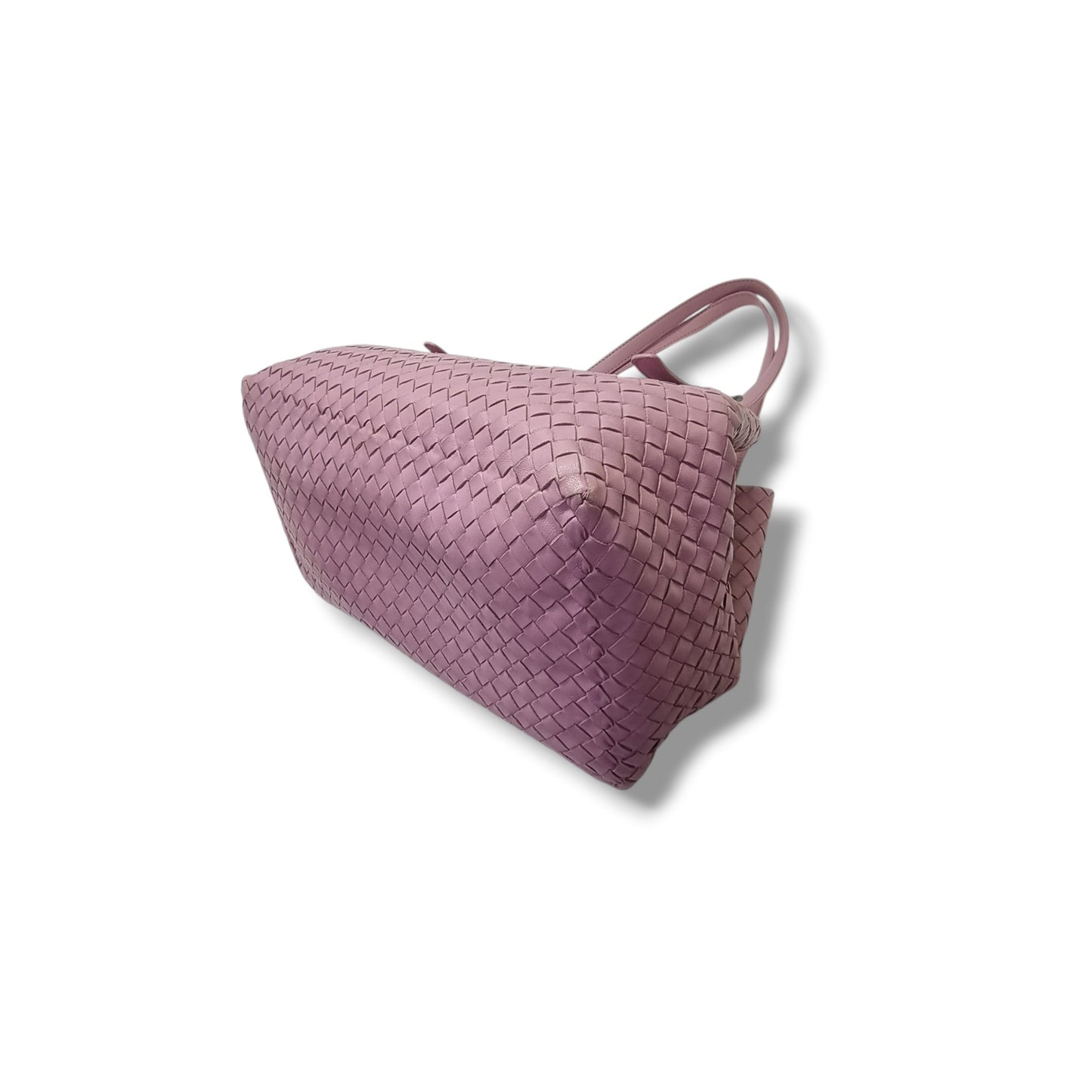 Bottega Veneta Intrecciato Woven Nappa Leather Shoulder Bag Gunmetal Hw (Purple/Lilac)