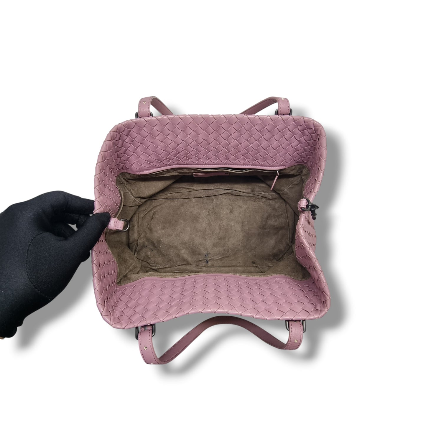 Bottega Veneta Intrecciato Woven Nappa Leather Shoulder Bag Gunmetal Hw (Purple/Lilac)
