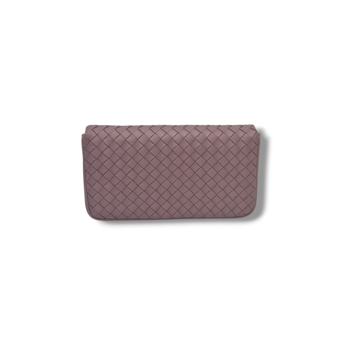 Bottega Intrecciato Nappa Leather Turnlock Clutch Gunmetal Hw (Purple)