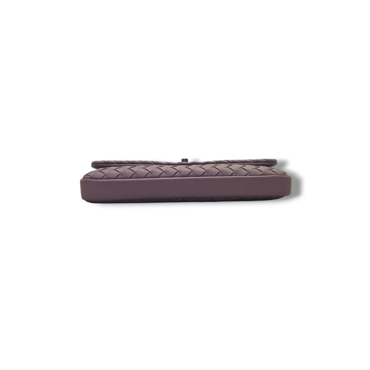 Bottega Intrecciato Nappa Leather Turnlock Clutch Gunmetal Hw (Purple)