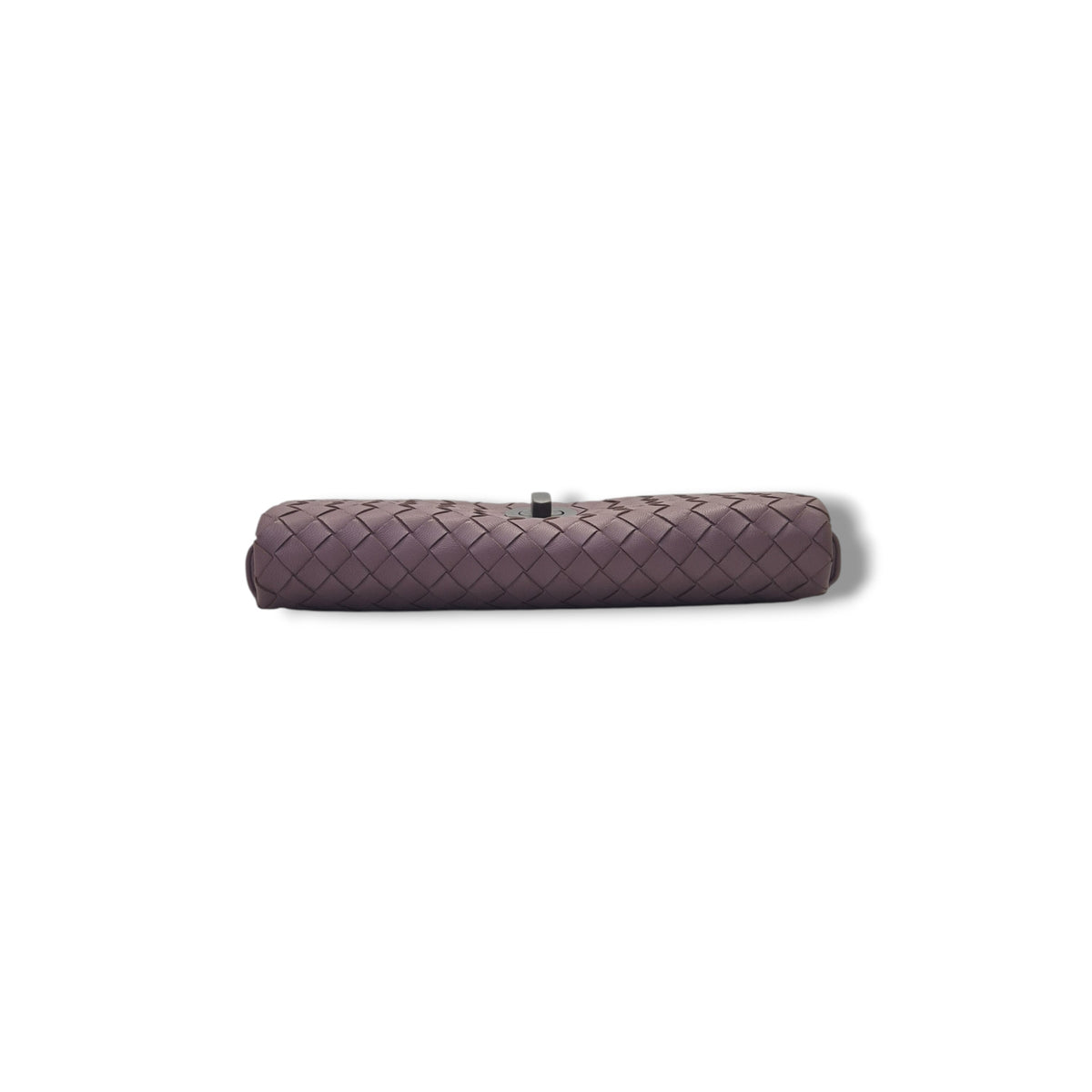 Bottega Intrecciato Nappa Leather Turnlock Clutch Gunmetal Hw (Purple)