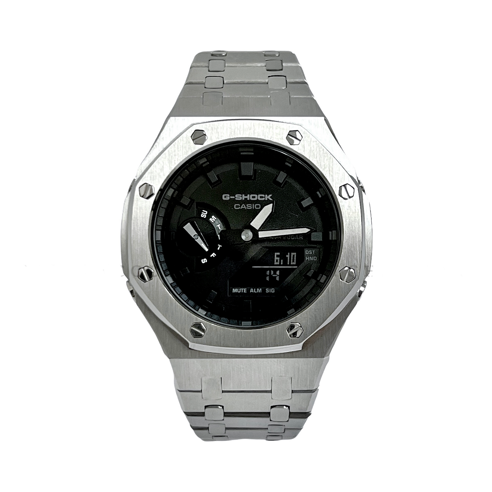 G-Shock Watch Casio Stainless Steel Casing (Silver/White)